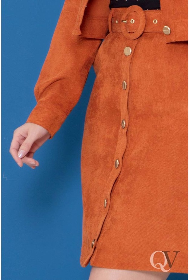 SAIA CHANEL VELUDO COTELÊ CARAMELO - PURO SHARMY SAIA CHANEL VELUDO COTELÊ CARAMELO - PURO SHARMY