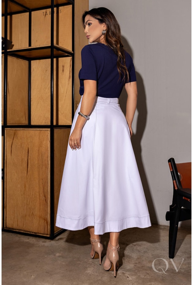SAIA CHEMISE EM TRICOLINE BRANCO - LUZIA FAZZOLLI