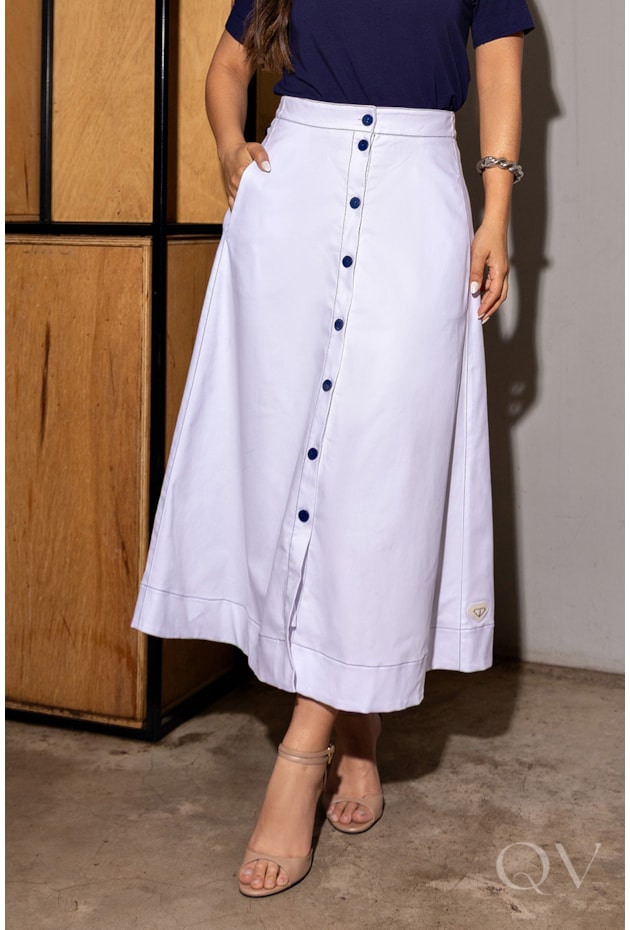 SAIA CHEMISE EM TRICOLINE BRANCO - LUZIA FAZZOLLI
