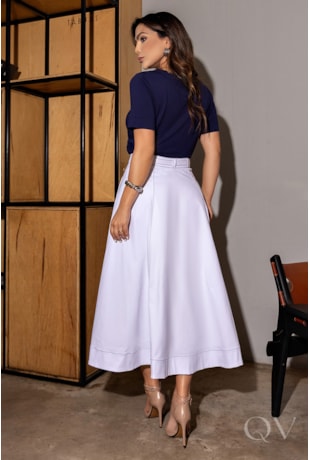 SAIA CHEMISE EM TRICOLINE BRANCO - LUZIA FAZZOLLI