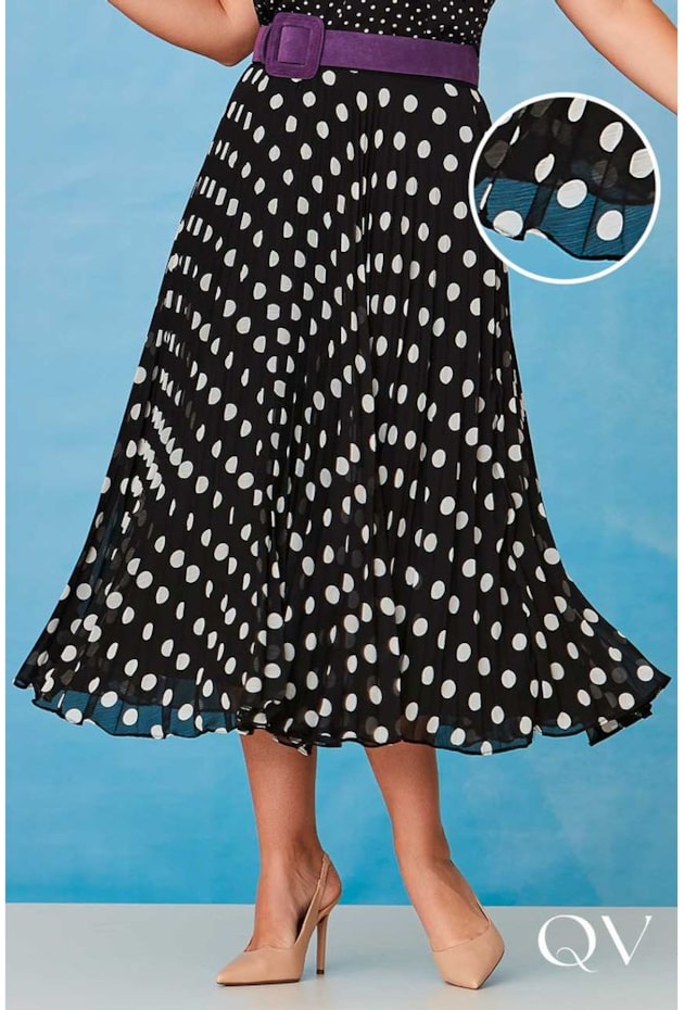 Plissada Midi Saia Chiffon Plissada SAIA CHIFFON POÁ PLISSADA P&B