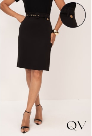 SAIA CLÁSSICA EM ALFAIATARIA PRETO - LEKAZIS