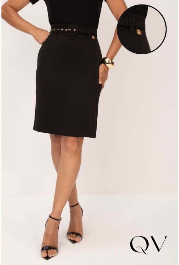 SAIA CLÁSSICA EM ALFAIATARIA PRETO - LEKAZIS