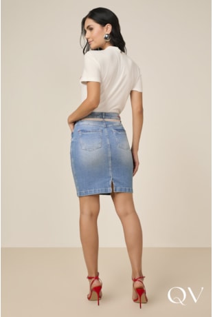 SAIA COM CORDÃO EM JEANS AZUL - TITANIUM JEANS SAIA COM CORDÃO EM JEANS AZUL - TITANIUM JEANS