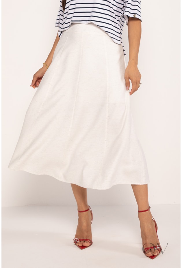 SAIA COM RECORTE EM NESGAS EM ALFAIATARIA EM VISCOSE OFF WHITE - LEKAZIS