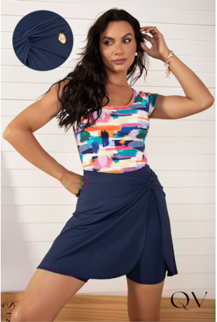 SAIA COM SHORTS TRANSPASSADO MARINHO - LEKAZIS SAIA COM SHORTS TRANSPASSADO MARINHO - LEKAZIS
