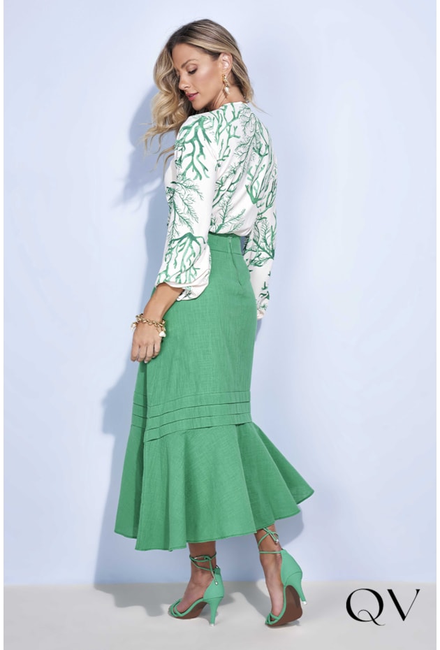 SAIA COM TOMAS VERDE - TITANIUM JEANS SAIA COM TOMAS VERDE - TITANIUM JEANS