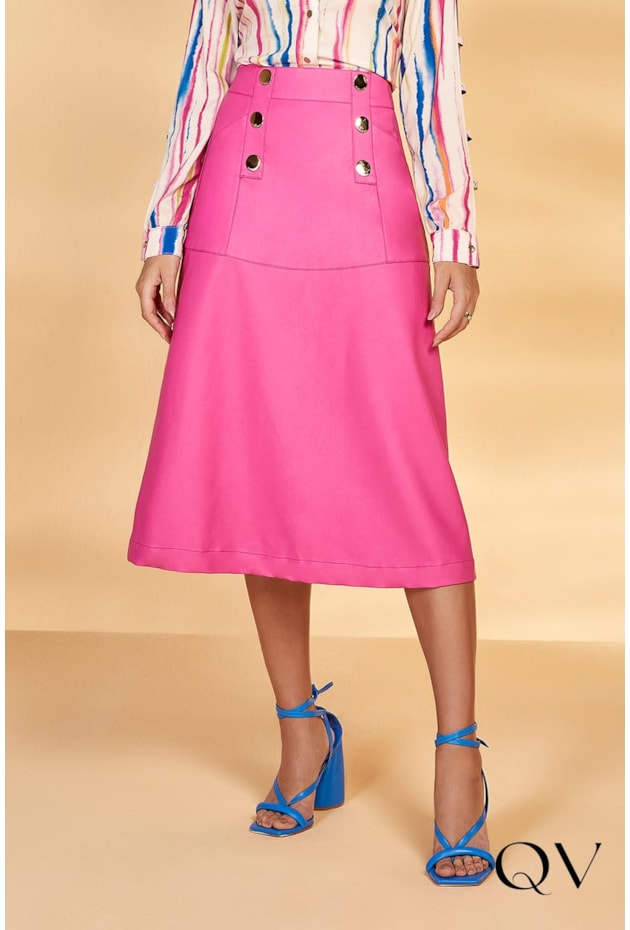 SAIA COURO FAKE PINK - TITANIUM JEANS SAIA COURO FAKE PINK - TITANIUM JEANS