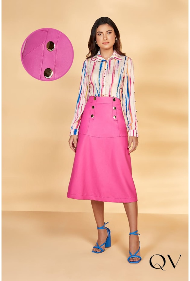 SAIA COURO FAKE PINK - TITANIUM JEANS SAIA COURO FAKE PINK - TITANIUM JEANS