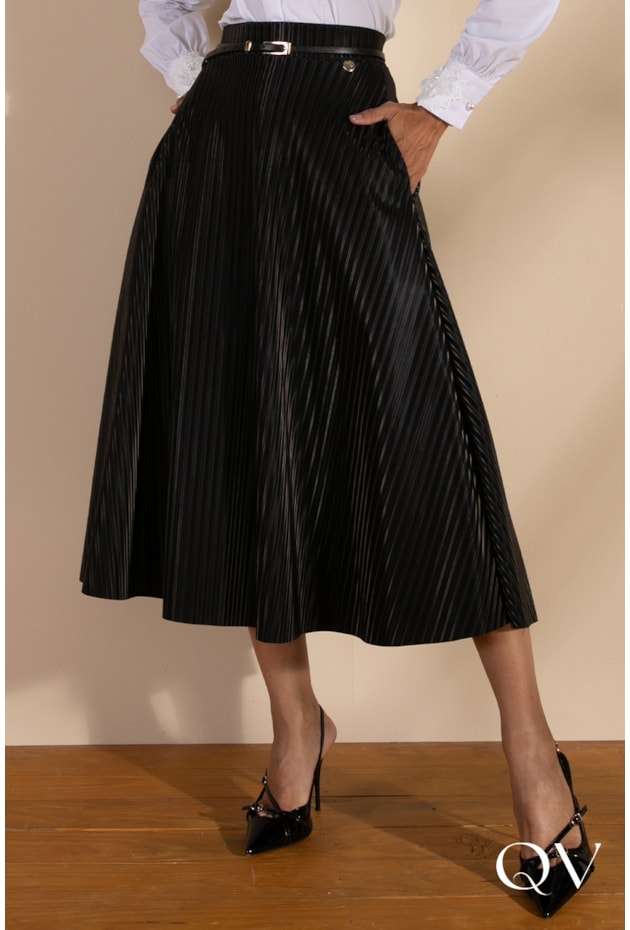 SAIA COURO ILLUSION PRETO - LEKAZIS SAIA COURO ILLUSION PRETO - LEKAZIS