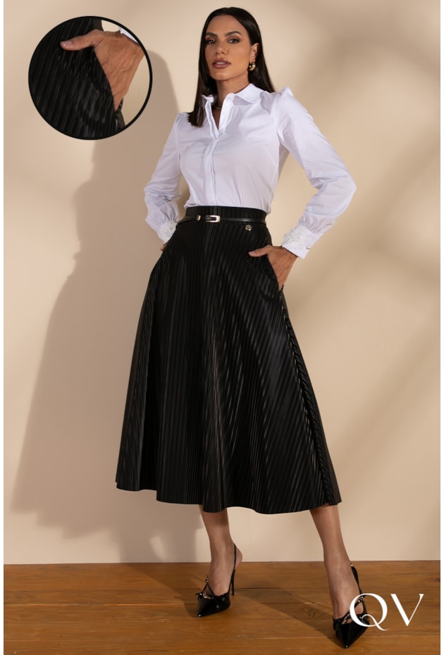 SAIA COURO ILLUSION PRETO - LEKAZIS SAIA COURO ILLUSION PRETO - LEKAZIS