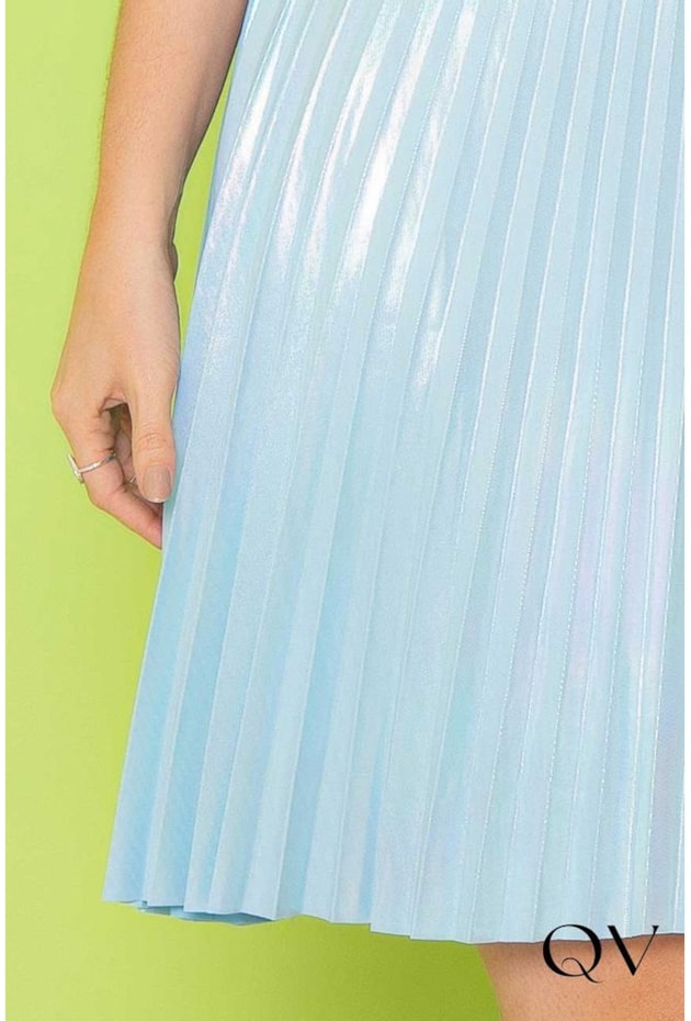 SAIA CREPE PLISSADA FURTACOR AZUL - PURO SHARMY SAIA CREPE PLISSADA FURTACOR AZUL - PURO SHARMY