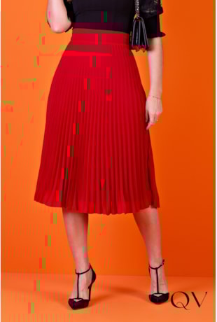 SAIA CREPE PLISSADA VERMELHO - PURO SHARMY SAIA CREPE PLISSADA VERMELHO - PURO SHARMY