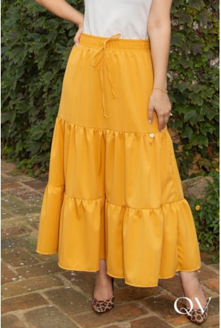 SAIA CREPE RECORTE TRÊS MARIAS AMARELO - VALENTINA SIRRAH