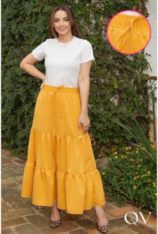 SAIA CREPE RECORTE TRÊS MARIAS AMARELO - VALENTINA SIRRAH