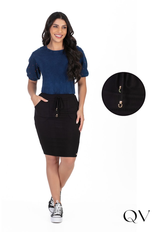 SAIA CURTA CANELADA PRETO - HAPUK SAIA CURTA CANELADA PRETO - HAPUK