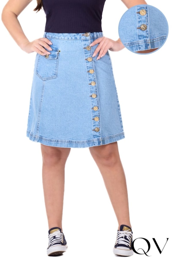 SAIA CURTA EM JEANS AZUL CLARO - HAPUK