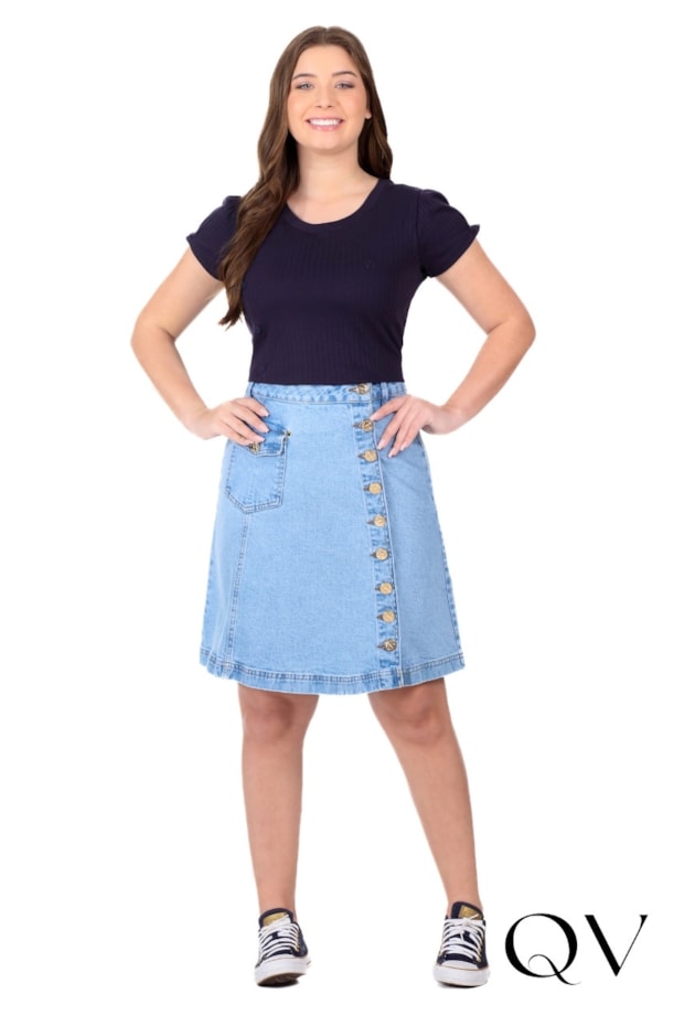 SAIA CURTA EM JEANS AZUL CLARO - HAPUK