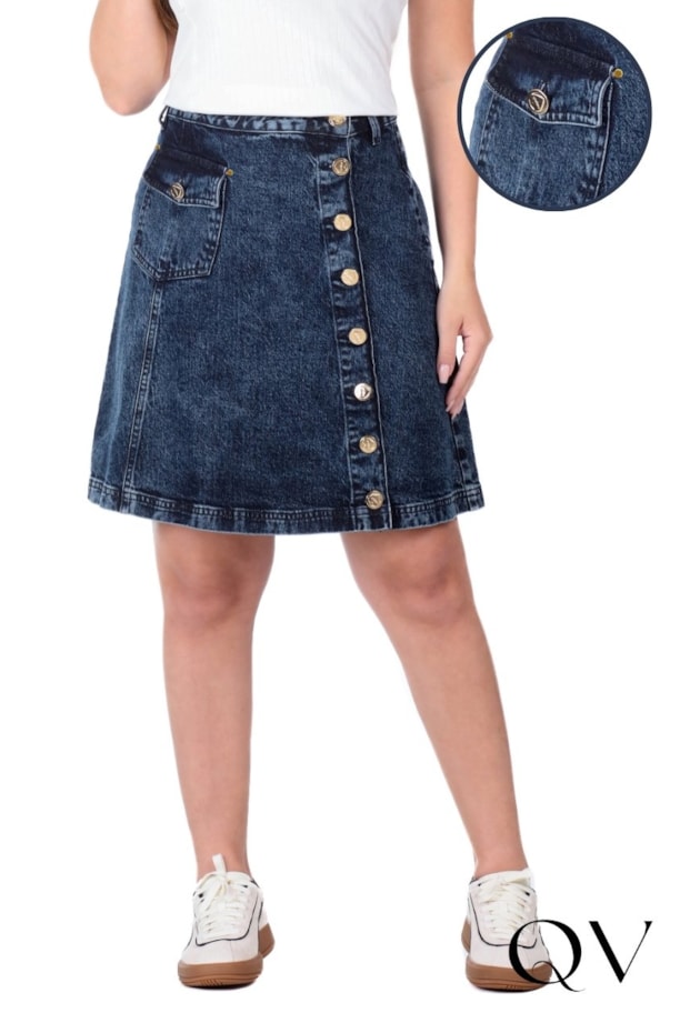 SAIA CURTA EM JEANS AZUL ESCURO - HAPUK