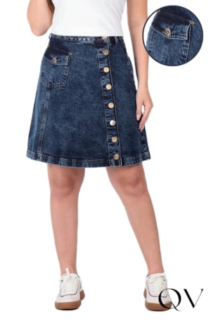 SAIA CURTA EM JEANS AZUL ESCURO - HAPUK