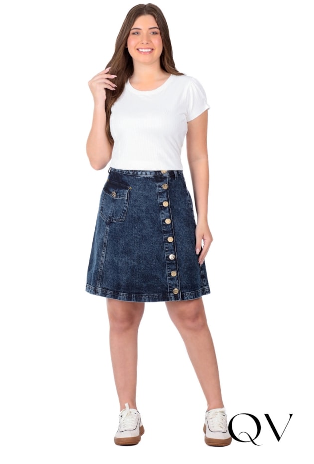 SAIA CURTA EM JEANS AZUL ESCURO - HAPUK