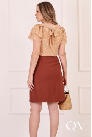 SAIA CURTA EM VISCOSE MARROM - PURO SHARMY SAIA CURTA EM VISCOSE MARROM - PURO SHARMY