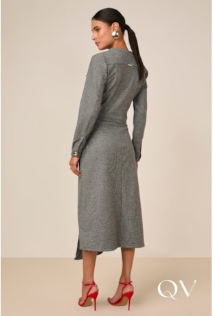 SAIA DE MALHA BARRA ASSIMÉTRICA BOTÕES CINZA - TITANIUM JEANS SAIA DE MALHA BARRA ASSIMÉTRICA BOTÕES CINZA - TITANIUM JEANS