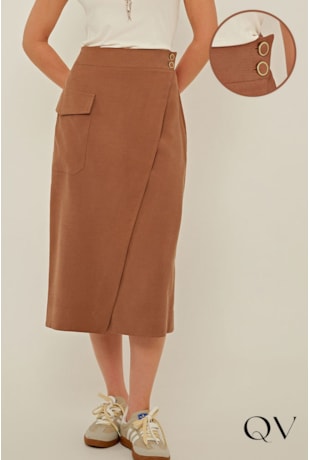 SAIA EM ALFAIATARIA DE VISCOSE CARAMELO - LINDA DE MORRER