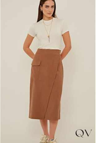 SAIA EM ALFAIATARIA DE VISCOSE CARAMELO - LINDA DE MORRER