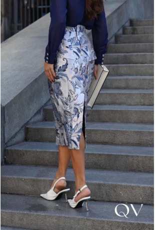 SAIA EM JACQUARD COM PEPLUM ESTAMPADO - LUZIA FAZZOLLI SAIA EM JACQUARD COM PEPLUM ESTAMPADO - LUZIA FAZZOLLI