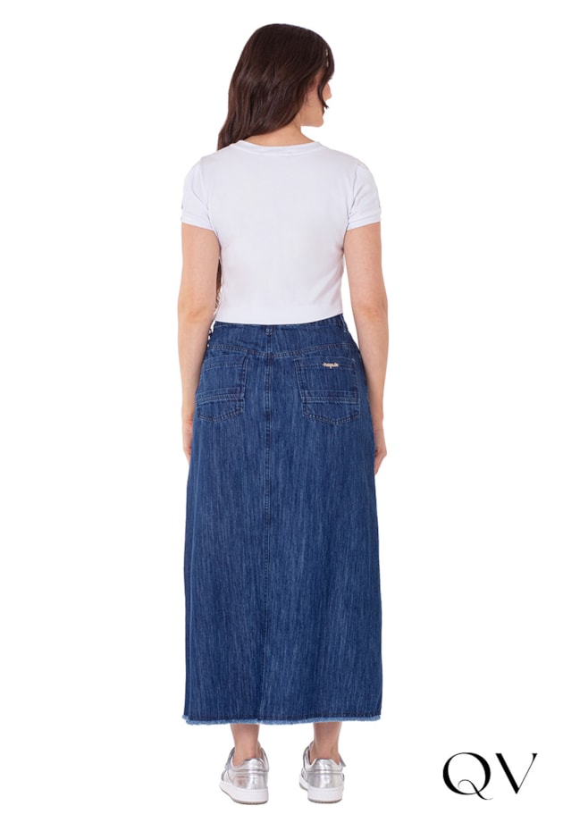 SAIA EM JEANS BARRA ASSIMÉTRICA AZUL ESCURO - HAPUK SAIA EM JEANS BARRA ASSIMÉTRICA AZUL ESCURO - HAPUK