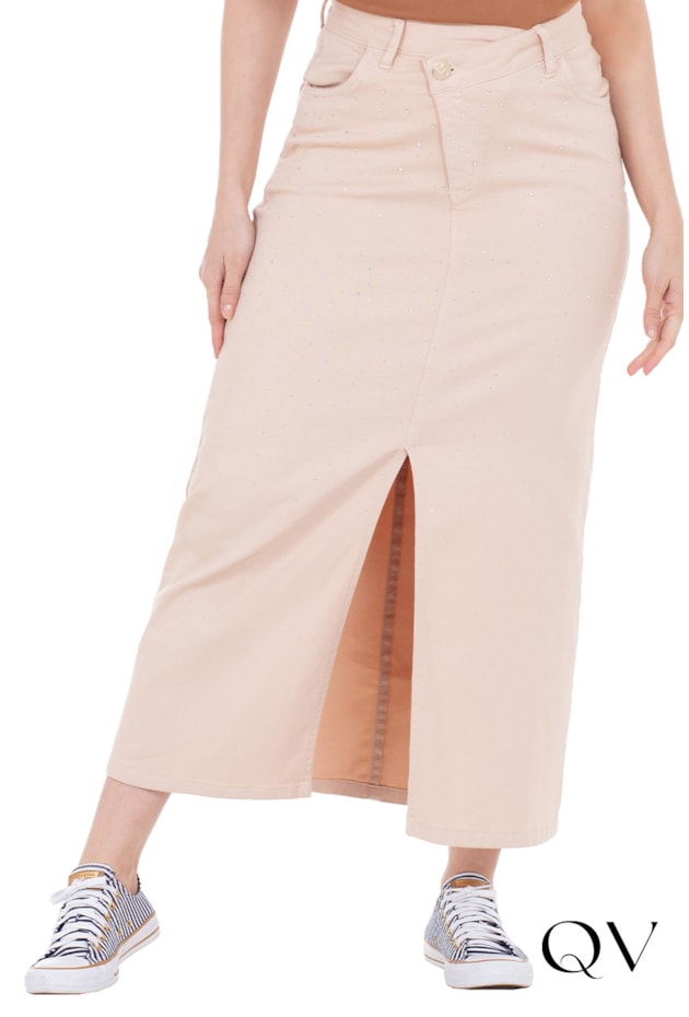 SAIA EM JEANS CÓS ASSIMÉTRICO BEGE - HAPUK SAIA EM JEANS CÓS ASSIMÉTRICO BEGE - HAPUK