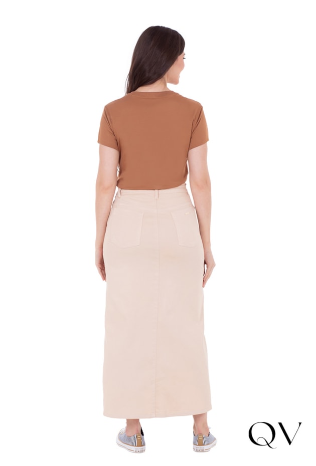 SAIA EM JEANS CÓS ASSIMÉTRICO BEGE - HAPUK SAIA EM JEANS CÓS ASSIMÉTRICO BEGE - HAPUK