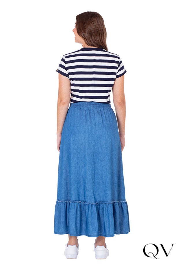 SAIA EM JEANS VIÉS FIXO AZUL - HAPUK SAIA EM JEANS VIÉS FIXO AZUL - HAPUK