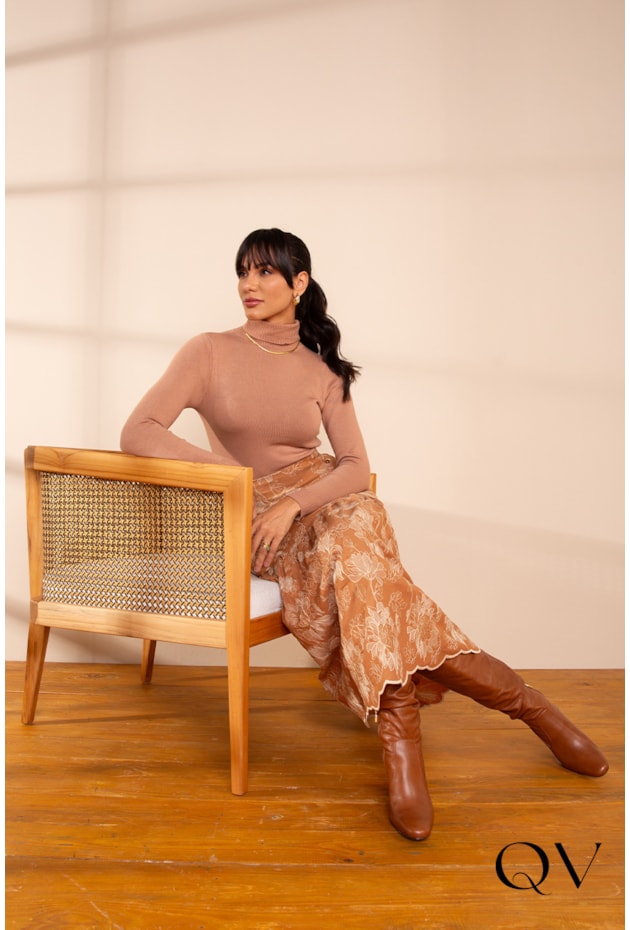 SAIA EM LAISE BORDADO NUDE - LEKAZIS SAIA EM LAISE BORDADO NUDE - LEKAZIS