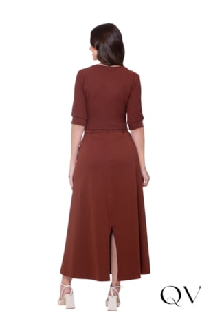 SAIA EM MALHA CREPE ESTRUTURADA MARROM - HAPUK SAIA EM MALHA CREPE ESTRUTURADA MARROM - HAPUK