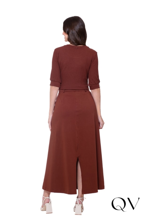 SAIA EM MALHA CREPE ESTRUTURADA MARROM - HAPUK SAIA EM MALHA CREPE ESTRUTURADA MARROM - HAPUK