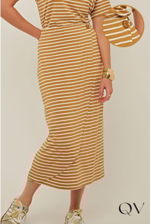 SAIA EM MALHA DE VISCOSE LISTRADA NOZES - LINDA DE MORRER SAIA EM MALHA DE VISCOSE LISTRADA NOZES - LINDA DE MORRER