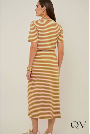 SAIA EM MALHA DE VISCOSE LISTRADA NOZES - LINDA DE MORRER