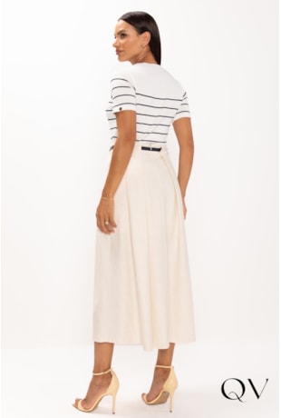 SAIA EM MALHA LINHO COM PREGAS CRU - LEKAZIS