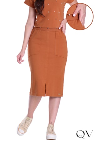 Produto SAIA EM MOLECOTTON E RIBANA CARAMELO - HAPUK