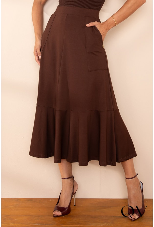 SAIA EM MOLETINHO MIDI MARROM - LEKAZIS SAIA EM MOLETINHO MIDI MARROM - LEKAZIS