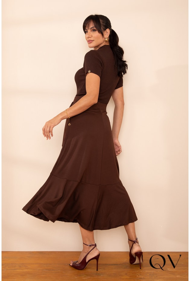 SAIA EM MOLETINHO MIDI MARROM - LEKAZIS SAIA EM MOLETINHO MIDI MARROM - LEKAZIS