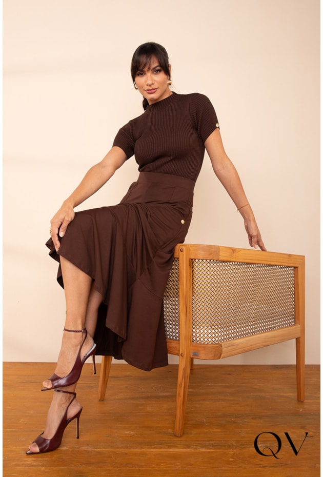 SAIA EM MOLETINHO MIDI MARROM - LEKAZIS SAIA EM MOLETINHO MIDI MARROM - LEKAZIS