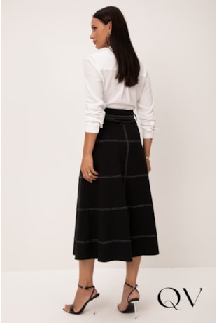 SAIA EM SARJA PESPONTADA PRETO - LEKAZIS SAIA EM SARJA PESPONTADA PRETO - LEKAZIS