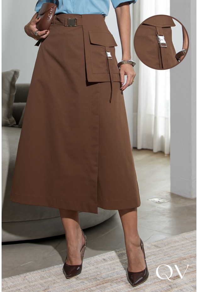 SAIA EM SARJA TRANSPASSADA MARROM - LUZIA FAZZOLLI SAIA EM SARJA TRANSPASSADA MARROM - LUZIA FAZZOLLI