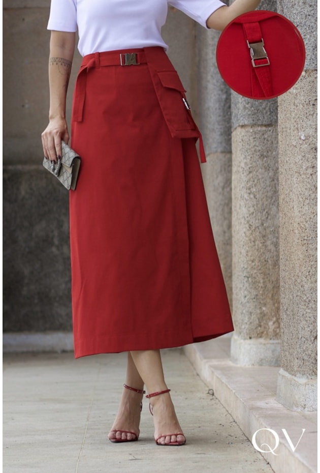 SAIA EM SARJA TRANSPASSADA VERMELHO - LUZIA FAZZOLLI