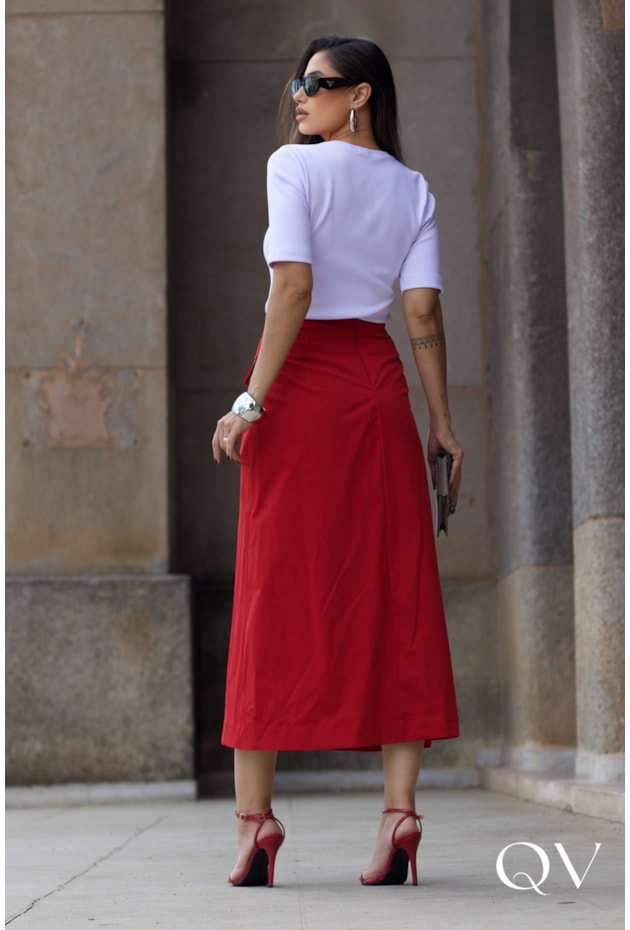 SAIA EM SARJA TRANSPASSADA VERMELHO - LUZIA FAZZOLLI