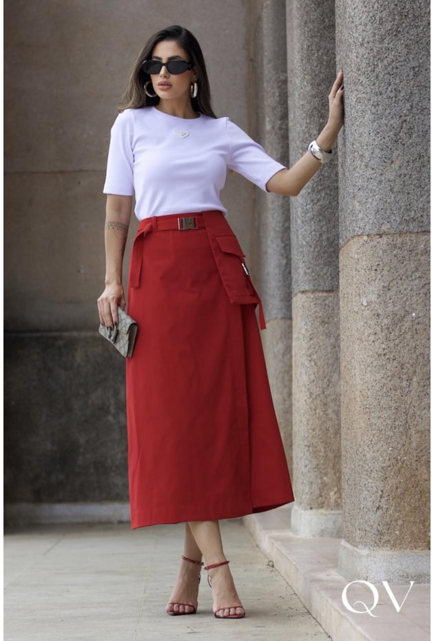 SAIA EM SARJA TRANSPASSADA VERMELHO - LUZIA FAZZOLLI