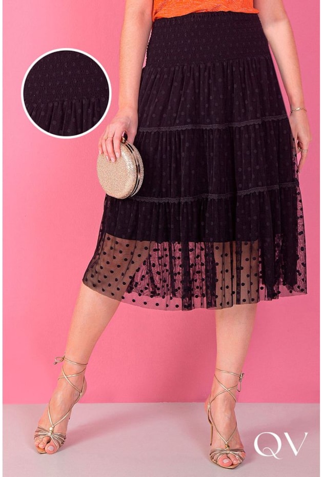 SAIA EM TULE DE POÁ PRETO - PURO SHARMY SAIA EM TULE DE POÁ PRETO - PURO SHARMY